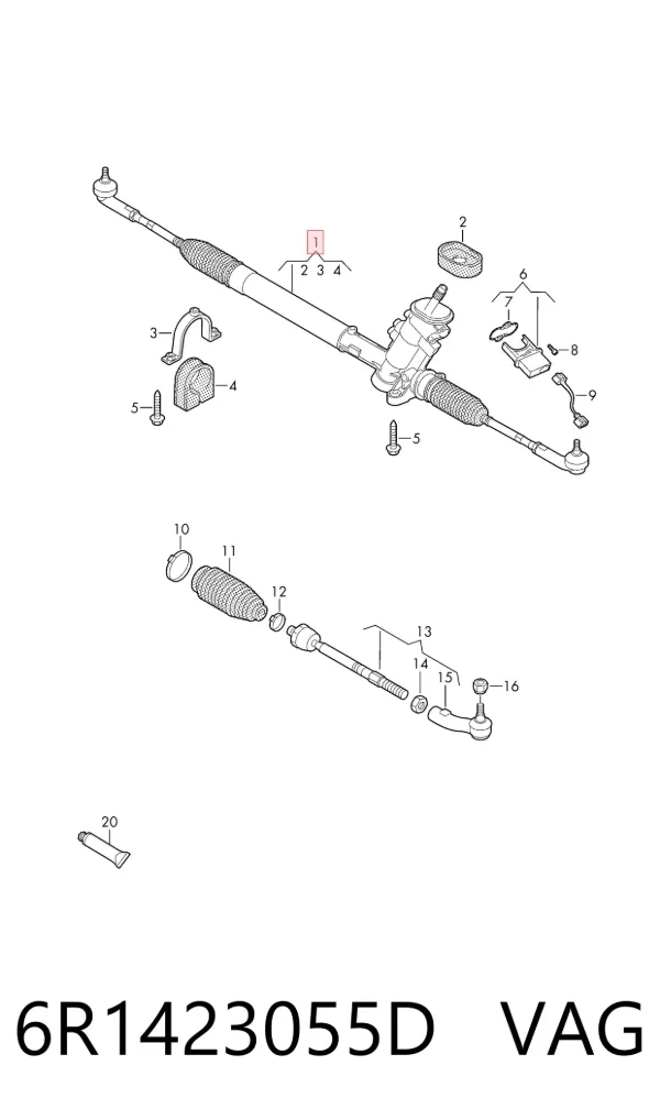 Listwa kierownicza (maglownica) 6R1423055D VAG