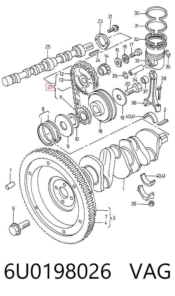 Łańcuch rozrządu, zestaw 6U0198026 VAG