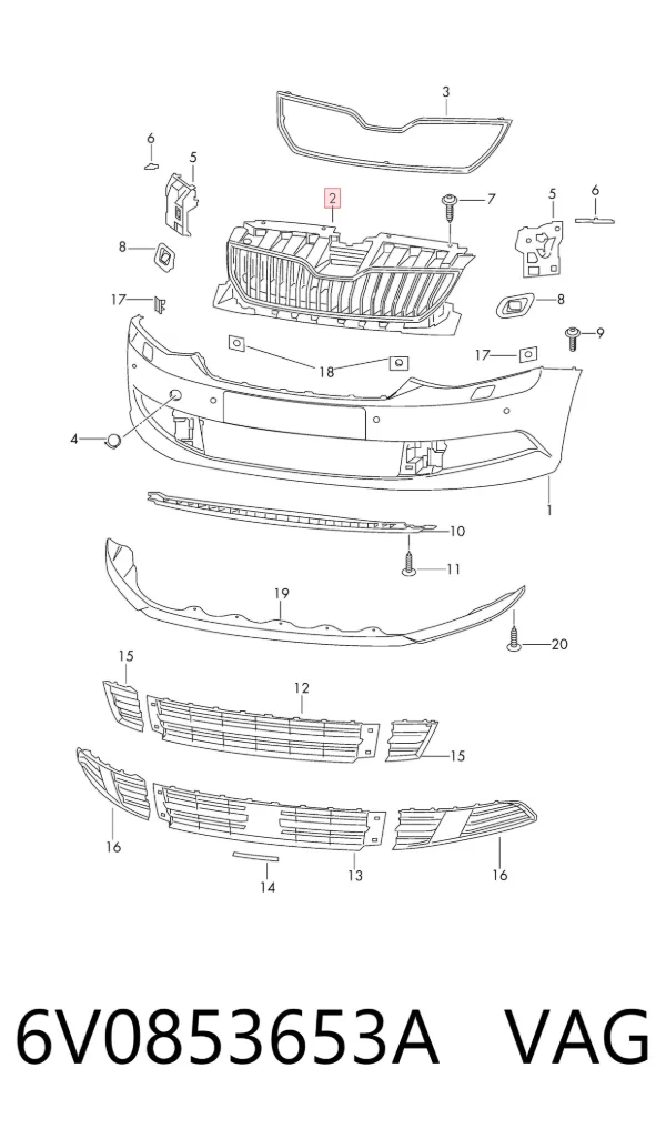 Atrapa chłodnicy 6V0853653A VAG