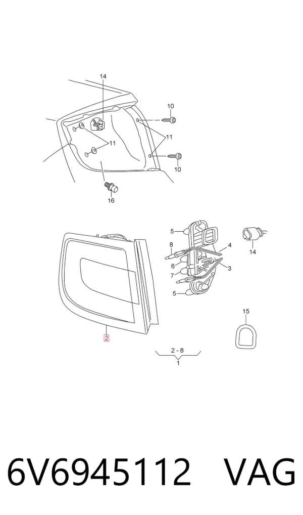 Lampa zespolona tylna prawa 6V6945112 VAG