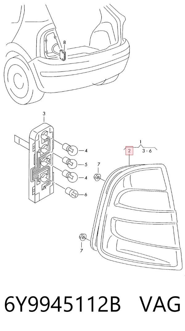 Lampa zespolona tylna prawa 6Y9945112B VAG