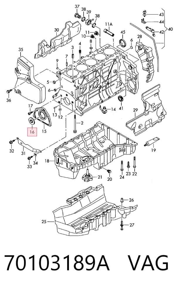 Zaślepka głowicy cylindrów/bloku cylindrów 70103189A VAG