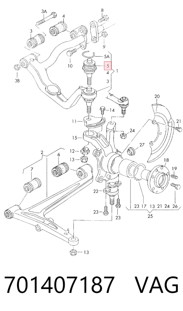 Sworzeń wahacza górny 701407187 VAG