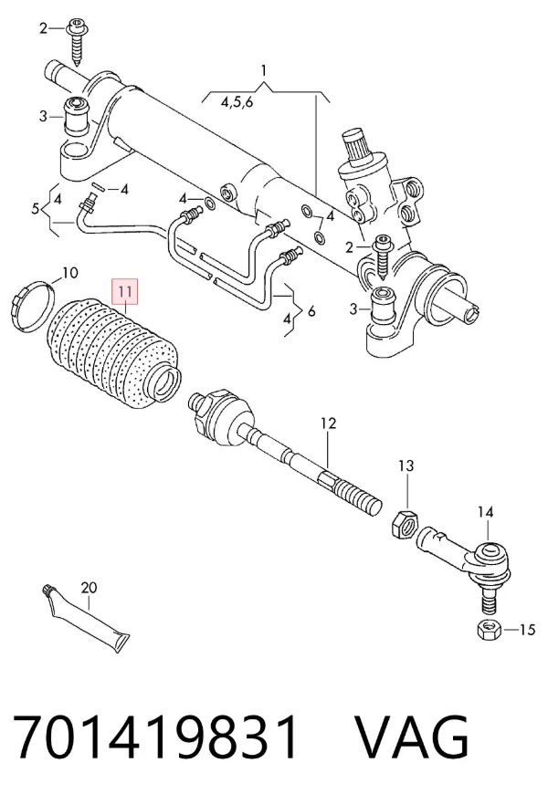 Osłona mechanizmu kierowniczego (maglownicy) 701419831 VAG
