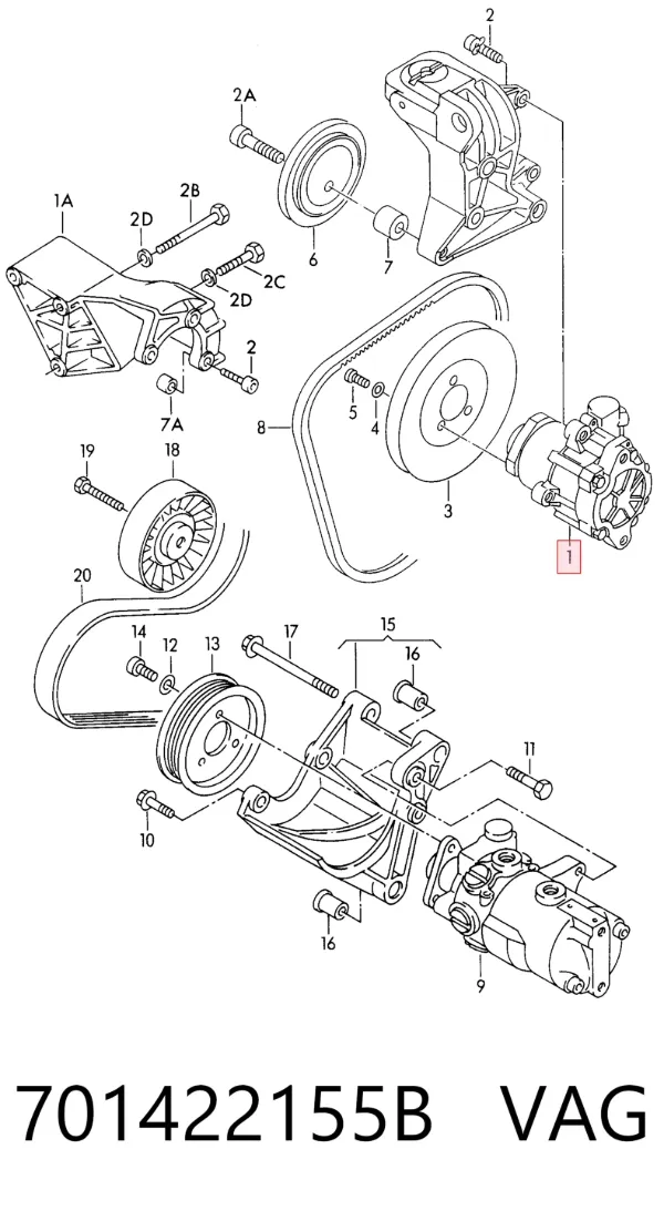 Pompa wspomagania hydraulicznego kierownicy 701422155B VAG