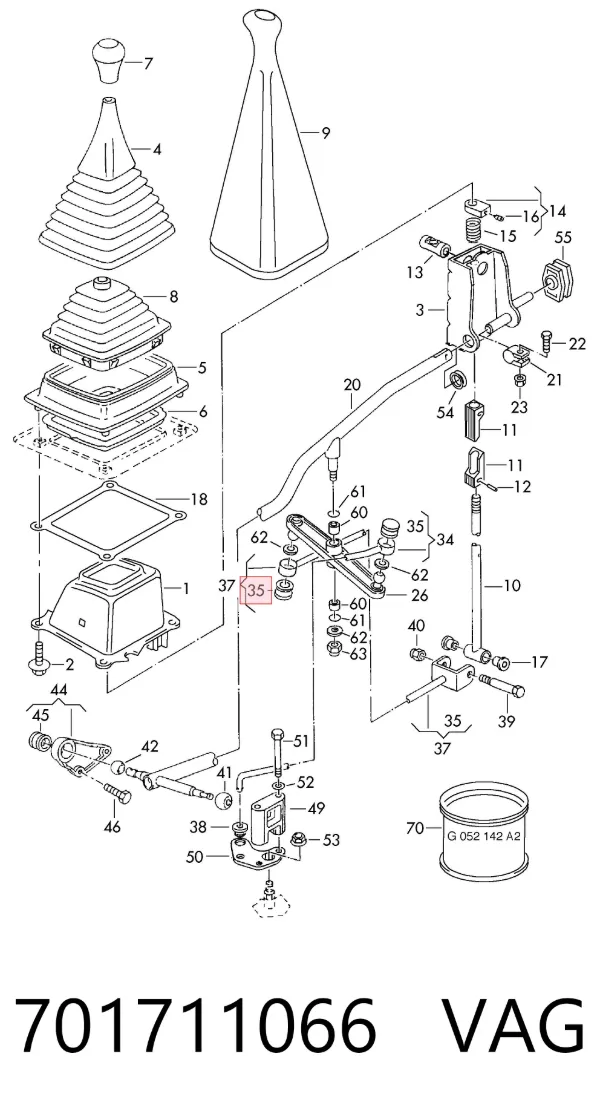 Tuleja mechanizmu zmiany biegów 701711066 VAG