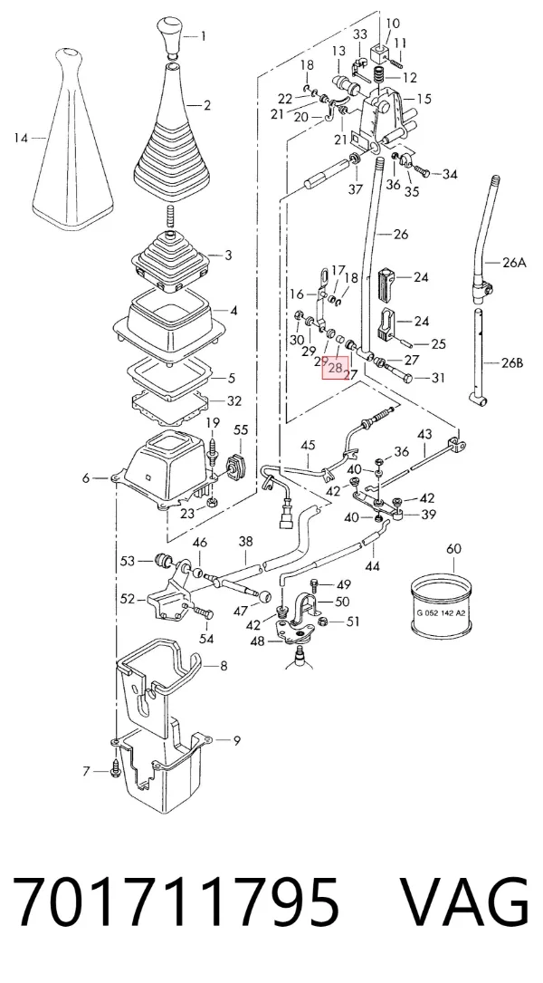 Tuleja mechanizmu zmiany biegów 701711795 VAG