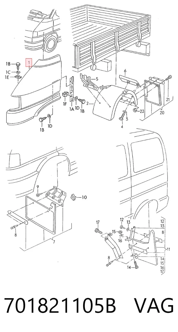 Błotnik przedni lewy 701821105B VAG
