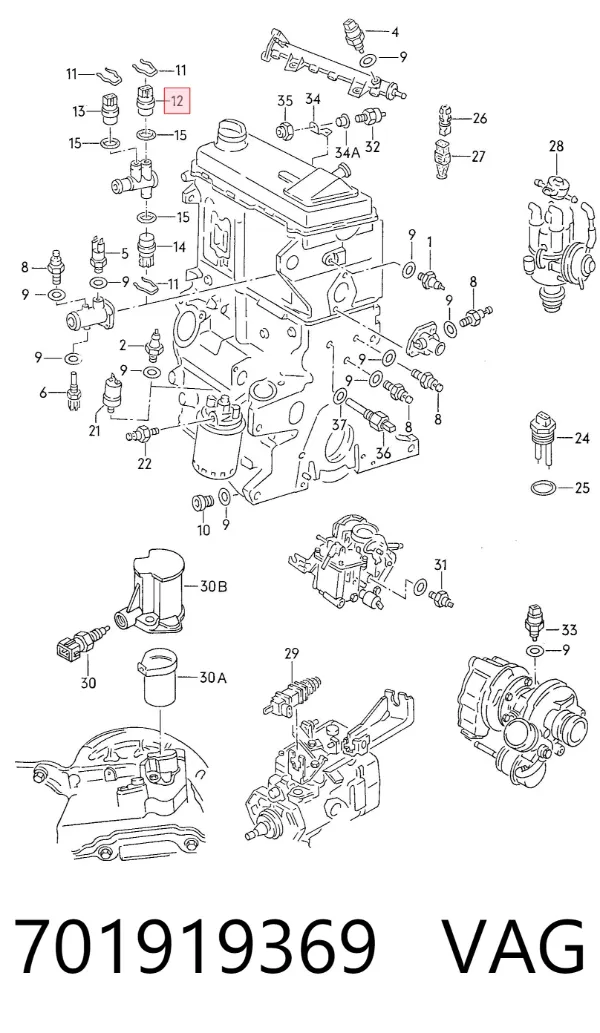 Czujnik temperatury płynu chłodzącego 701919369 VAG