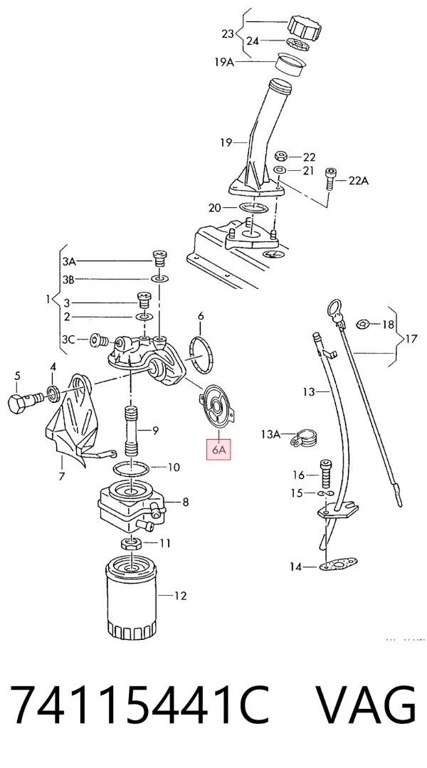Uszczelka adaptera filtra oleju 74115441C VAG