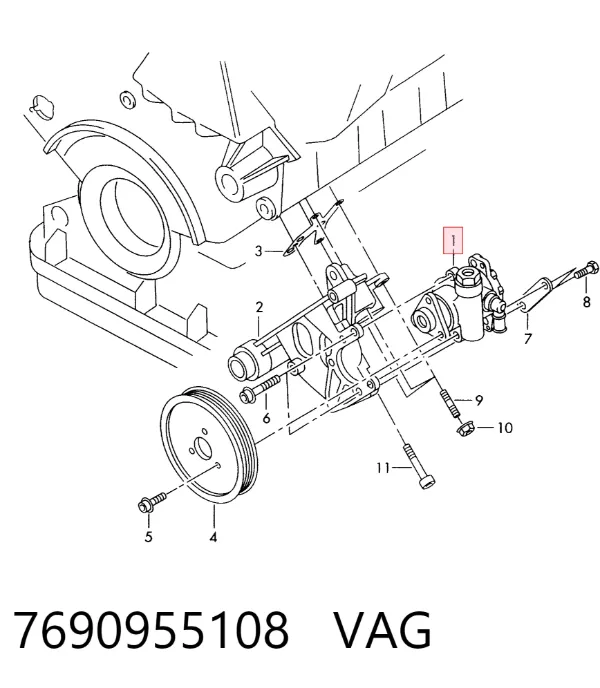 Pompa wspomagania hydraulicznego kierownicy 7690955108 VAG