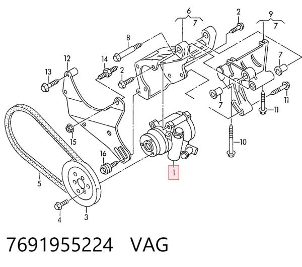 Pompa wspomagania hydraulicznego kierownicy 7691955224 VAG