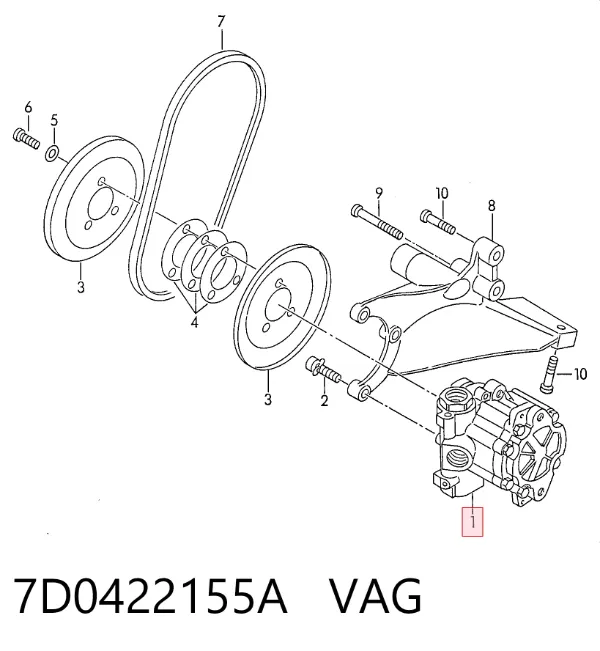 Pompa wspomagania hydraulicznego kierownicy 7D0422155A VAG