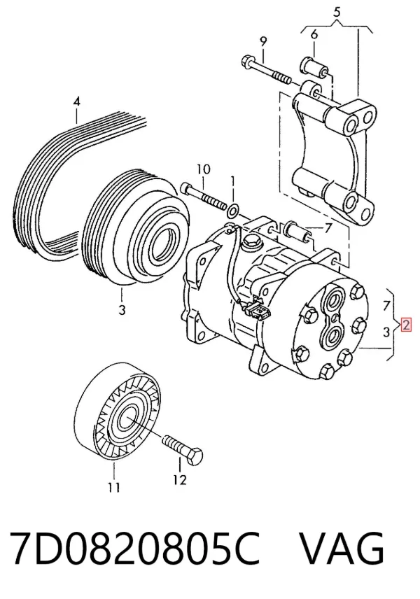 Sprężarka klimatyzacji 7D0820805C VAG