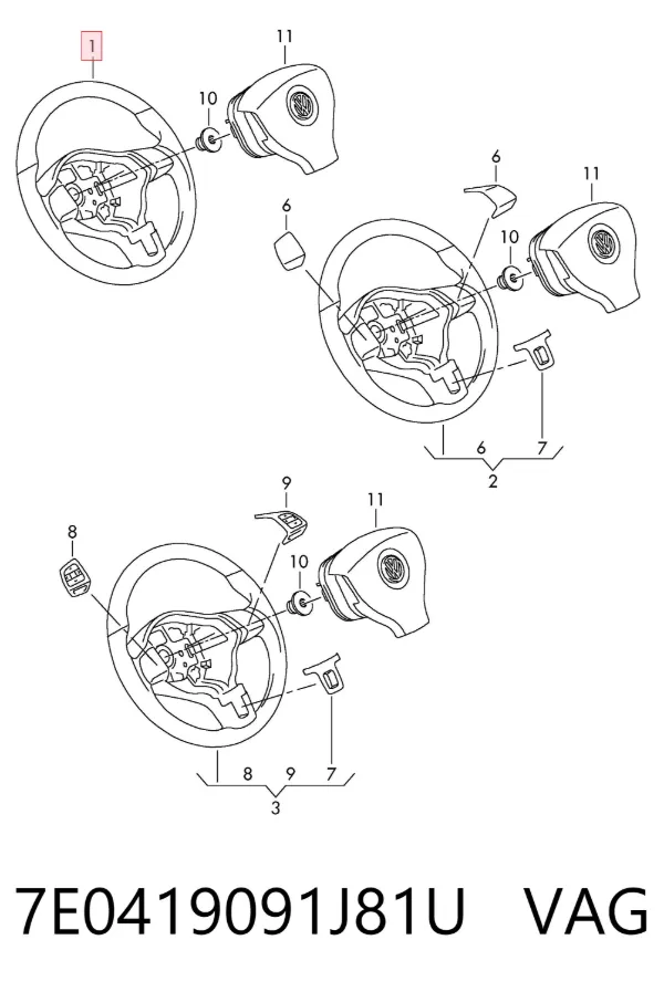 Kierownica 7E0419091J81U VAG