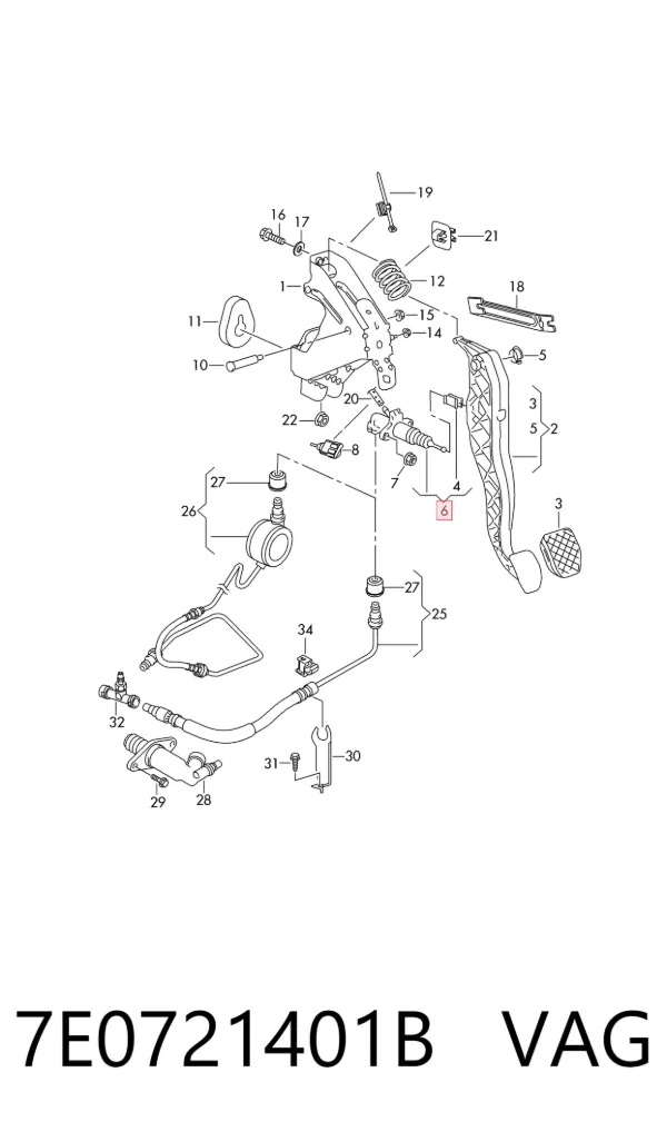 Cylinder sprzęgła główny 7E0721401B VAG