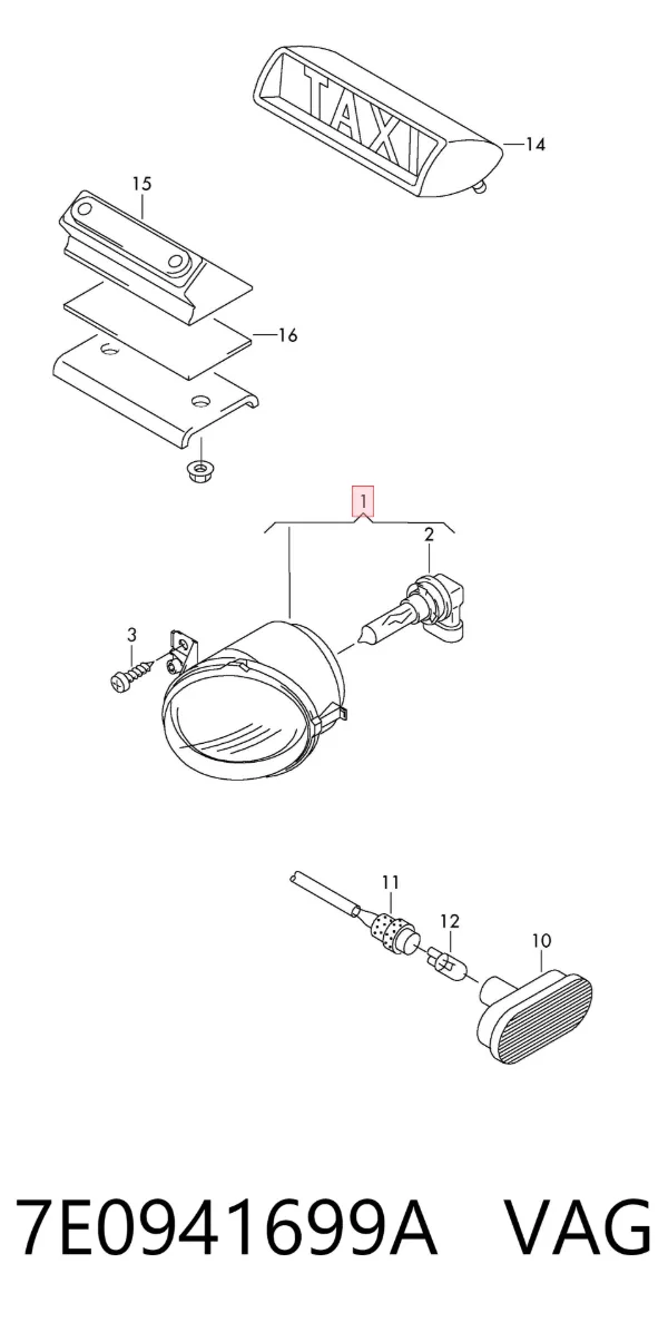 Lampa przeciwmgielna lewa 7E0941699A VAG