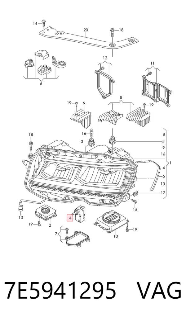 Korektor swiatel 7E5941295 VAG