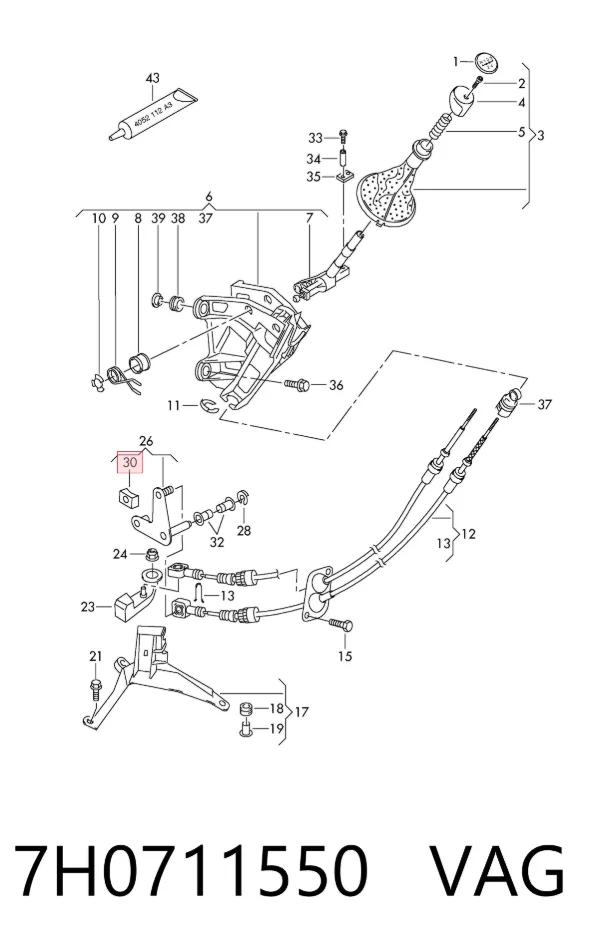 Tuleja mechanizmu zmiany biegów 7H0711550 VAG