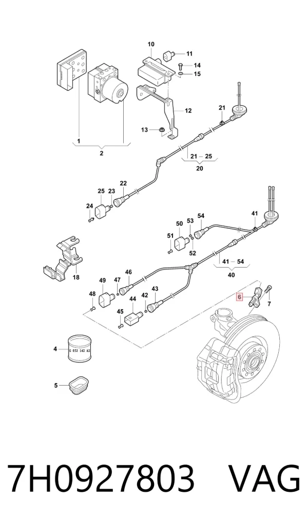 Czujnik ABS przedni lewy 7H0927803 VAG