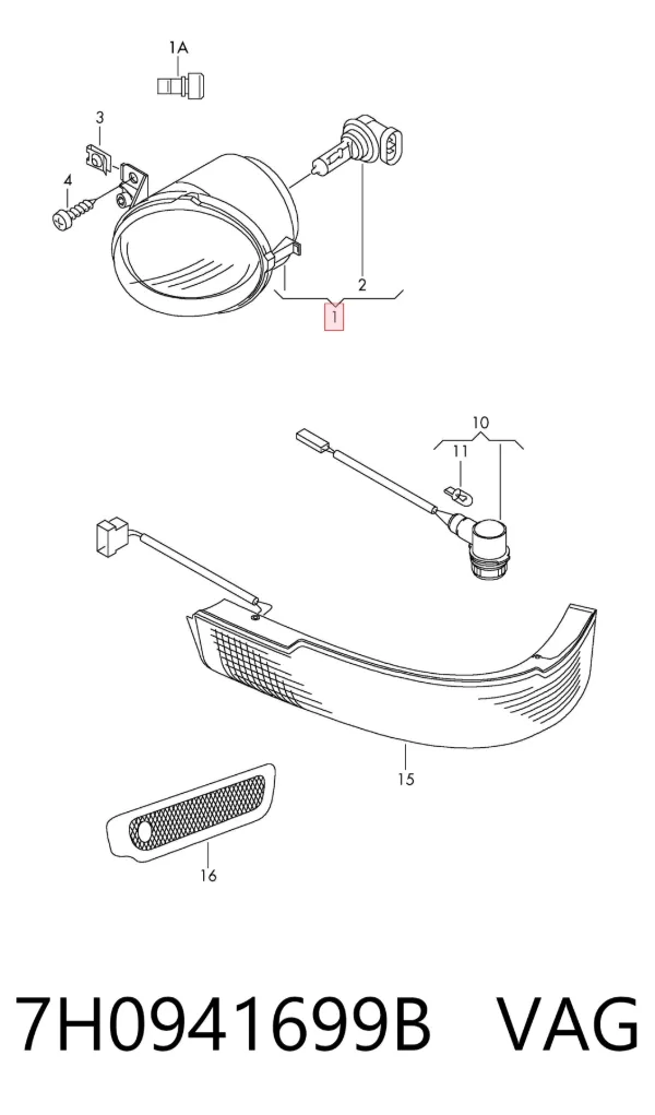 Lampa przeciwmgielna lewa 7H0941699B VAG