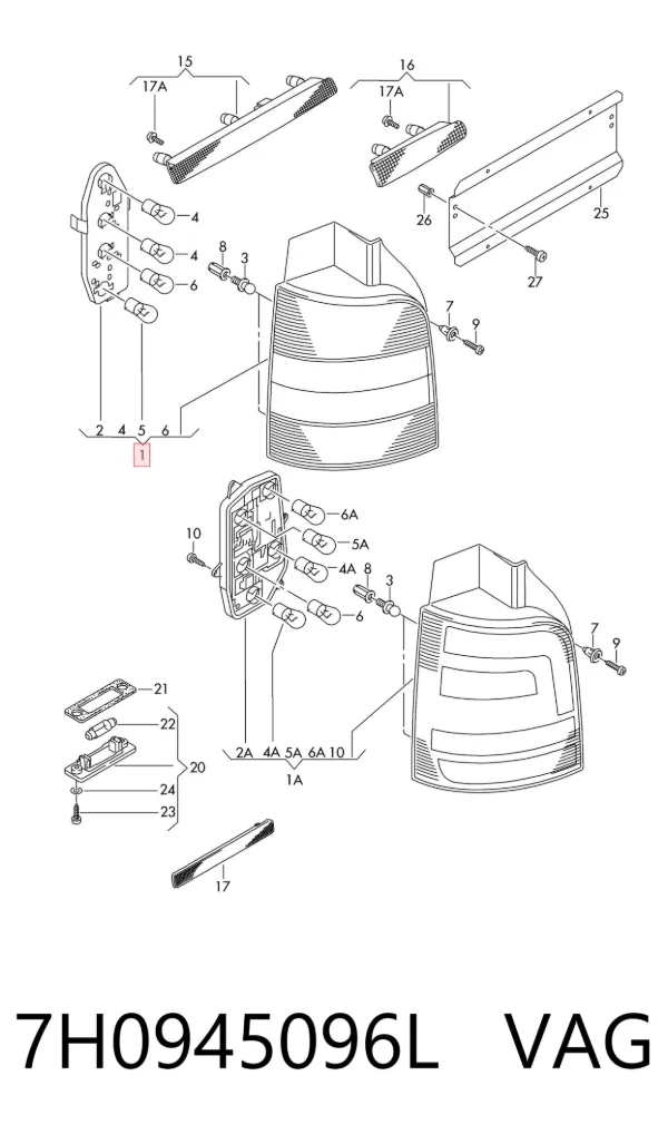 Lampa zespolona tylna prawa 7H0945096L VAG