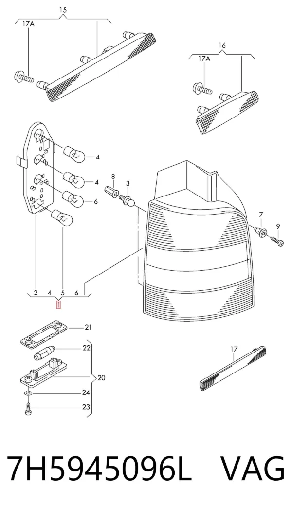 Lampa zespolona tylna prawa 7H5945096L VAG
