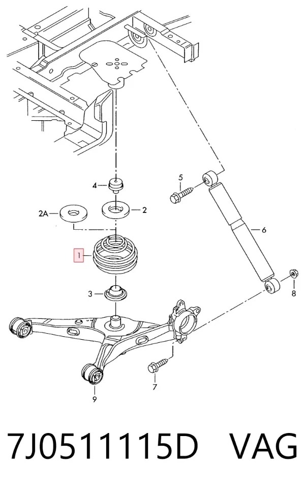 Sprężyna tylna 7J0511115D VAG
