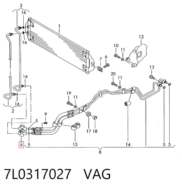 Termostat chłodzenia oleju automatycznej skrzyni biegów 7L0317027 VAG