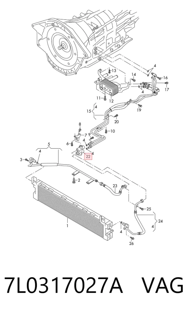 Termostat chłodzenia oleju automatycznej skrzyni biegów 7L0317027A VAG