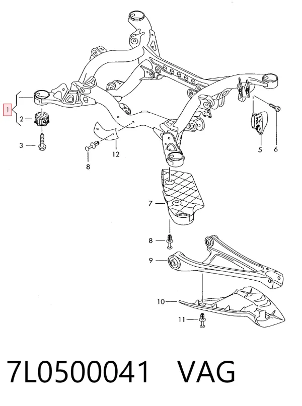 Korpus osi tylnej 7L0500041 VAG