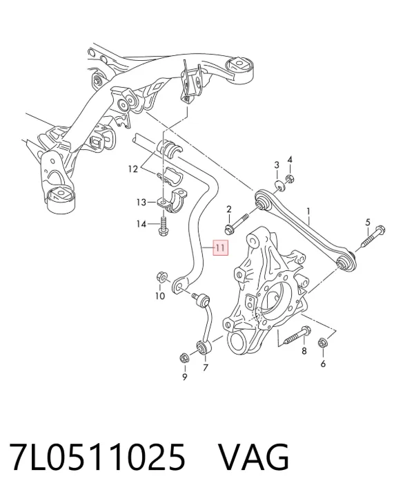 Stabilizator tylny 7L0511025 VAG