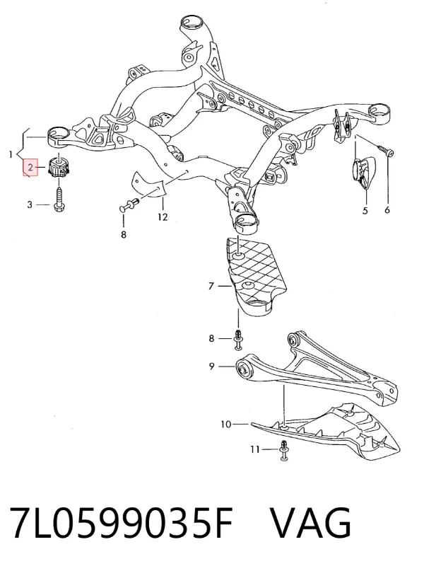 Silentblock tylnej belki 7L0599035F VAG