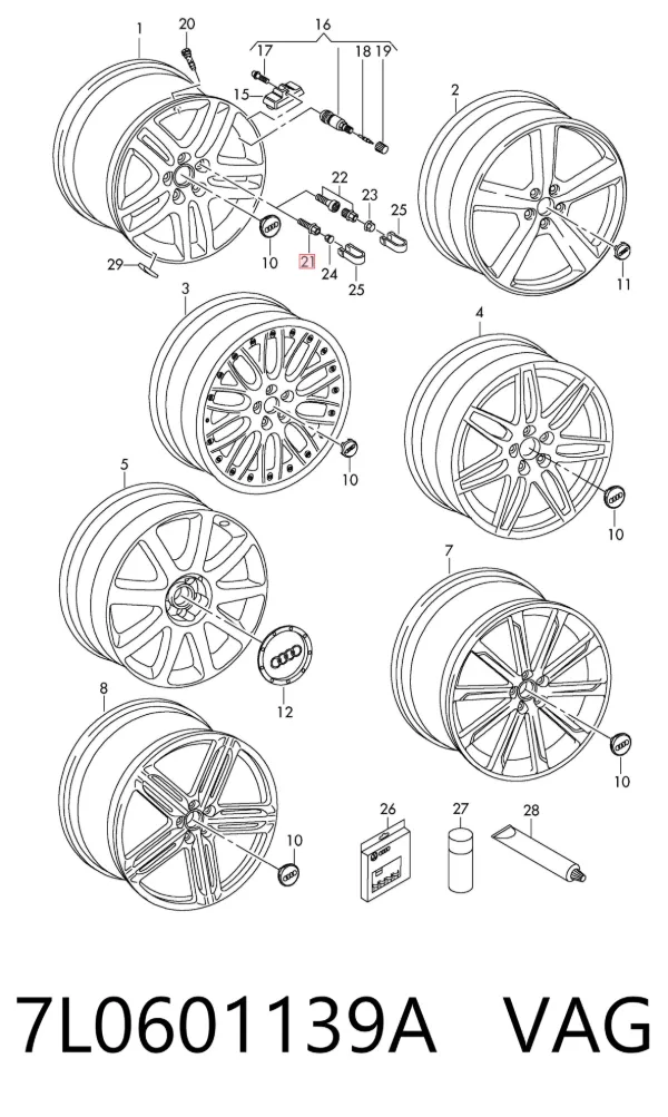 Śruba koła 7L0601139A VAG