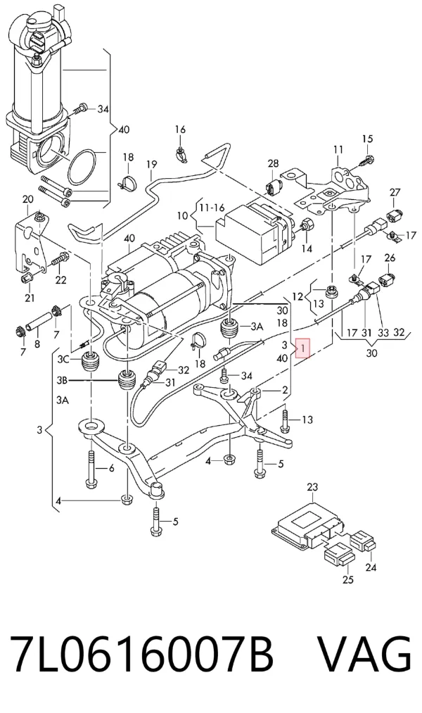 Kompresor zawieszenia pneumatycznego 7L0616007B VAG