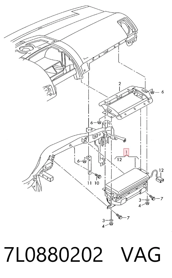 Poduszka powietrzna (Airbag) pasażera 7L0880202 VAG