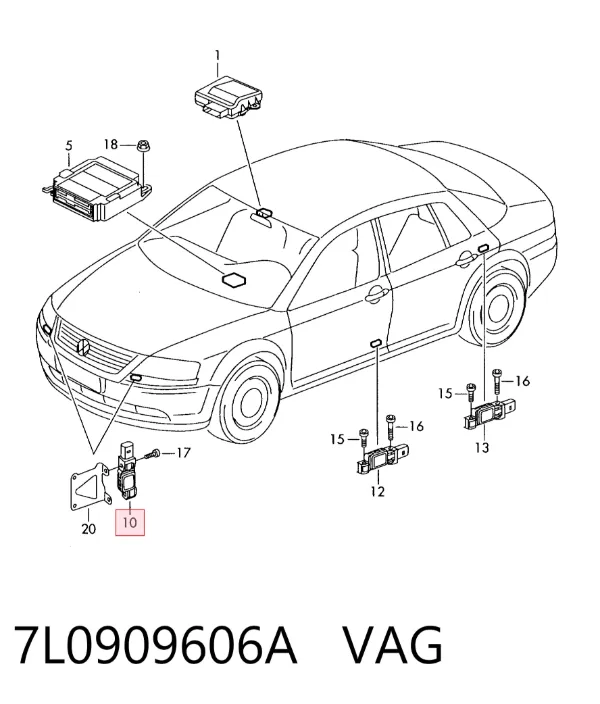 Czujnik AIRBAG przedni 7L0909606A VAG