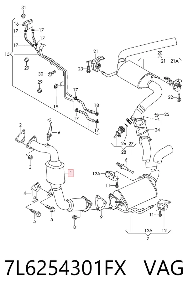 Konwerter-katalizator 7L6254301FX VAG