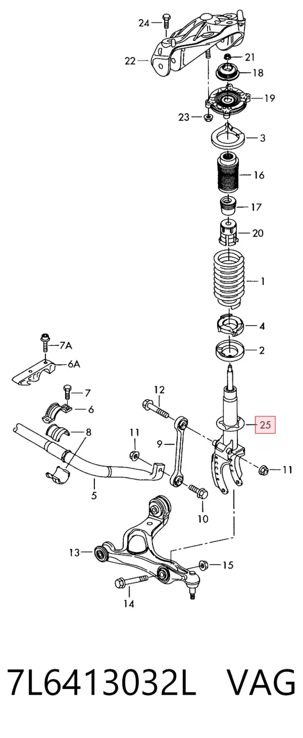 Amortyzator przedni prawy 7L6413032L VAG