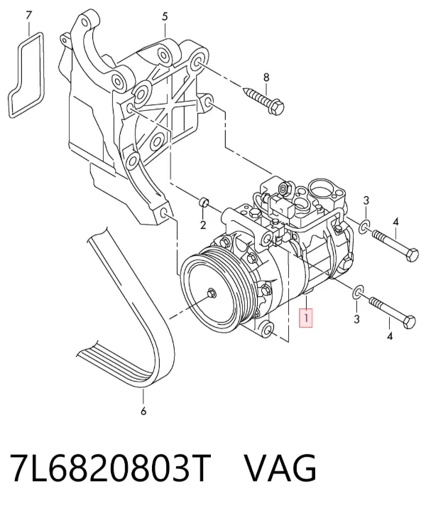 Sprężarka klimatyzacji 7L6820803T VAG