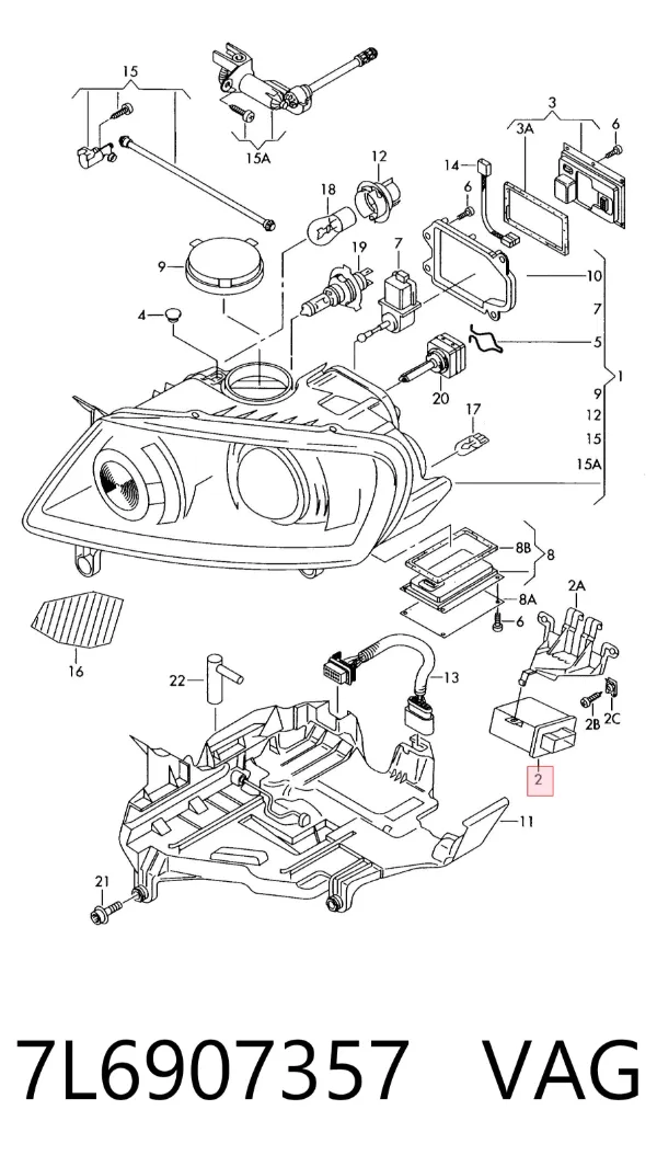 Sterownik oświetleniem adaptacyjnym 7L6907357 VAG