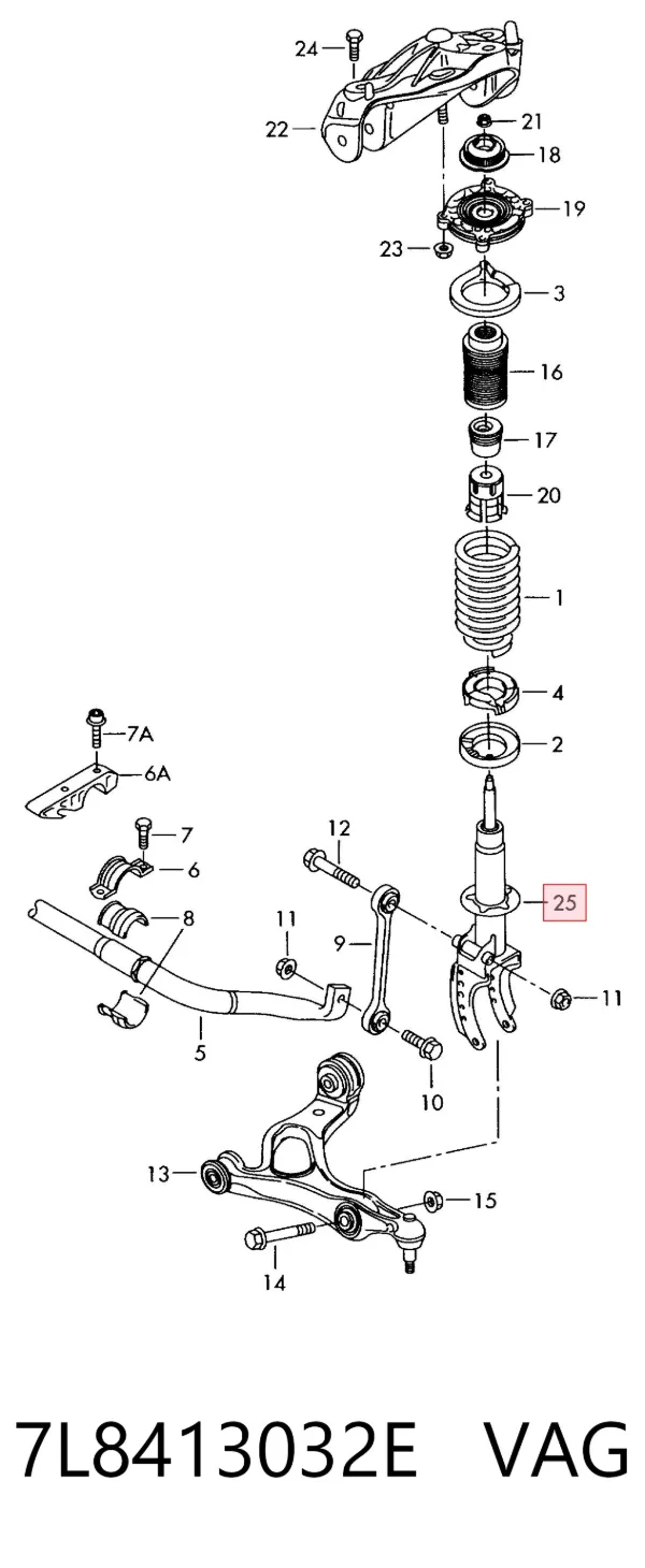 Amortyzator przedni prawy 7L8413032E VAG