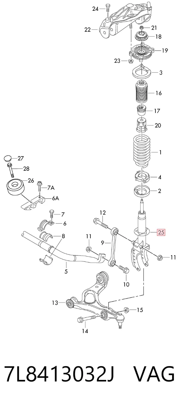 Amortyzator przedni prawy 7L8413032J VAG