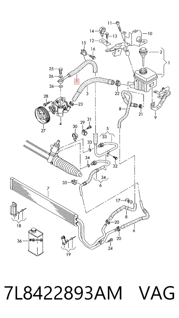Przewód hydraulicznego układu wspomagania wysokiego ciśnienia, od pompy do maglownicy (mechanizmu) Audi Q7 4LB