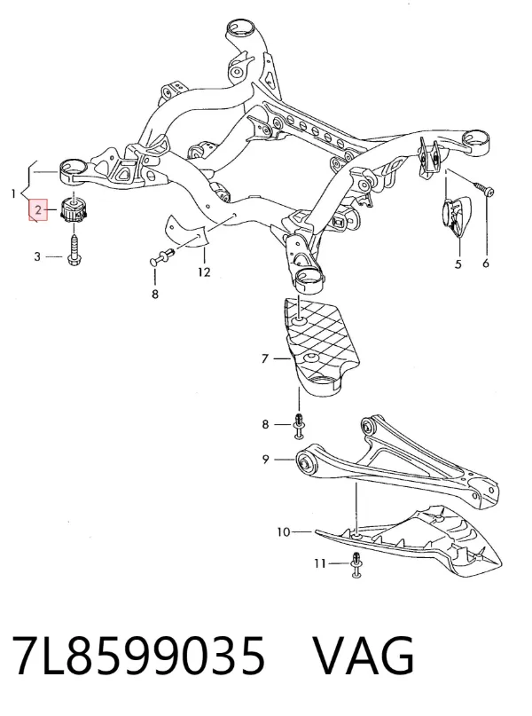 Silentblock tylnej belki 7L8599035 VAG