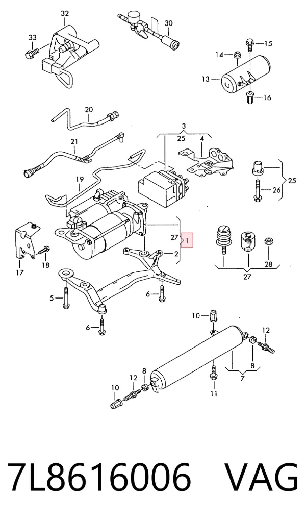 Kompresor zawieszenia pneumatycznego 7L8616006 VAG