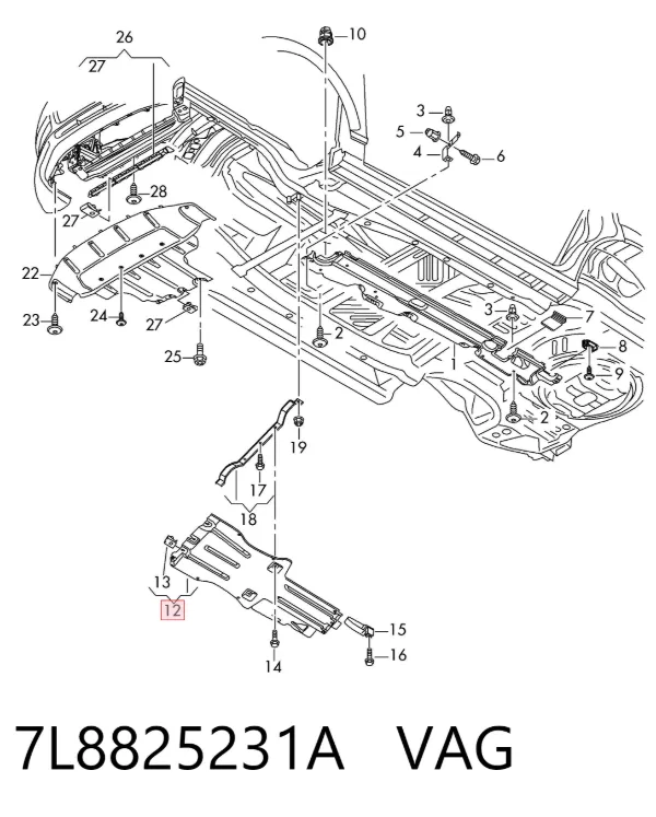 Osłona silnika tylna 7L8825231A VAG
