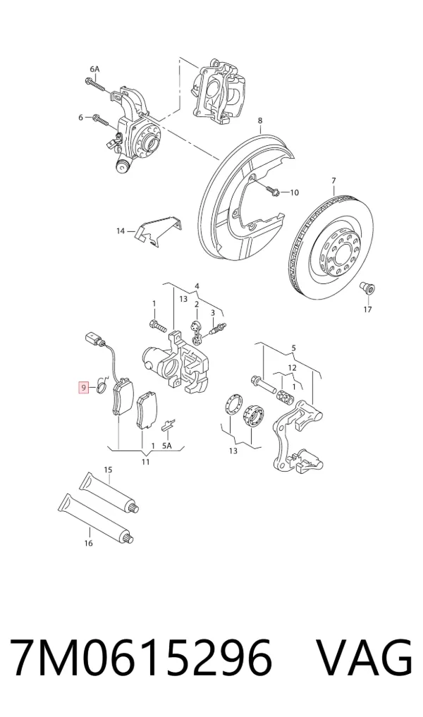 Sprężyna mocująca zacisku 7M0615296 VAG