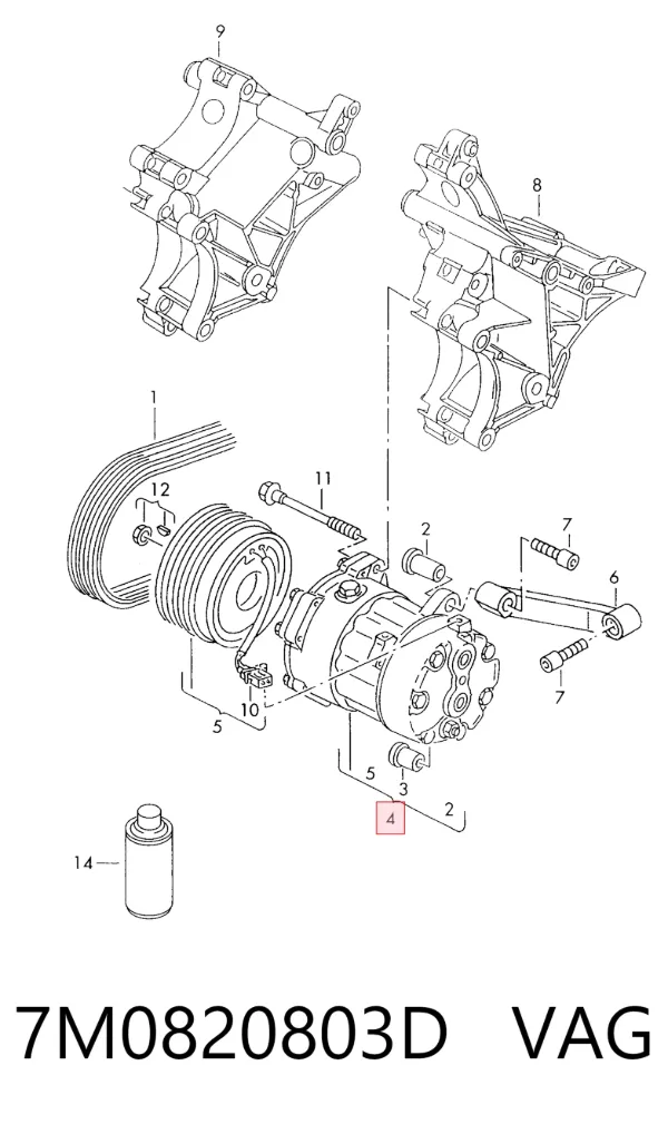 Sprężarka klimatyzacji 7M0820803D VAG