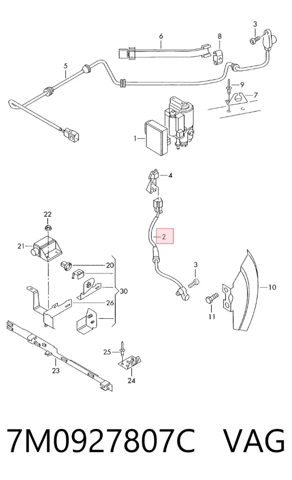 Czujnik ABS przedni 7M0927807C VAG